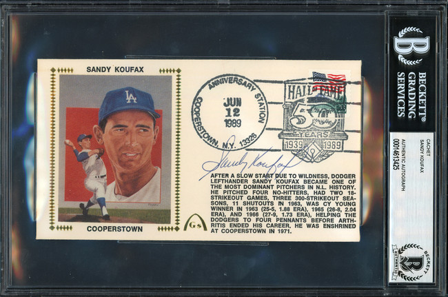 Sandy Koufax Autographed First Day Cover Los Angeles Dodgers Beckett BAS #14613425