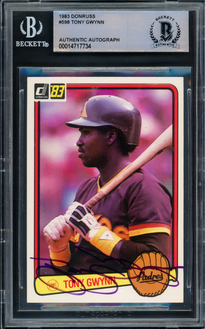 Tony Gwynn Autographed 1983 Donruss Rookie Card #598 San Diego Padres Vintage Rookie Signature Beckett BAS #14717734