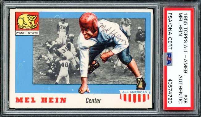 Mel Hein Autographed 1955 Topps All-American Rookie Card #28 Washington State Cougars PSA/DNA #43574790