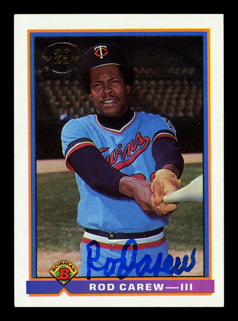 Rod Carew Autographed 1991 Bowman Card #3 Minnesota Twins Stock #211317