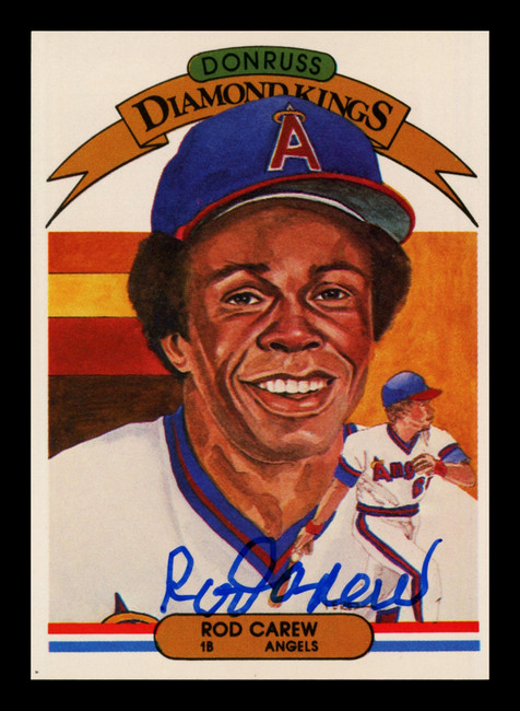 Rod Carew Autographed 1982 Donruss Diamond Kings Card #8 California Angels Stock #211298