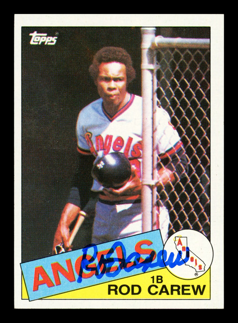 Rod Carew Autographed 1985 Topps Card #300 California Angels Stock #211309