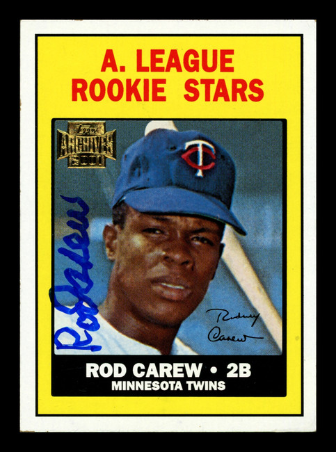 Rod Carew Autographed 2001 Topps Archives Card #49 Minnesota Twins Stock #211322