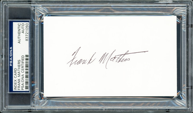 Frank Mathers Autographed 3x5 Index Card Toronto Maple Leafs PSA/DNA Stock #211338