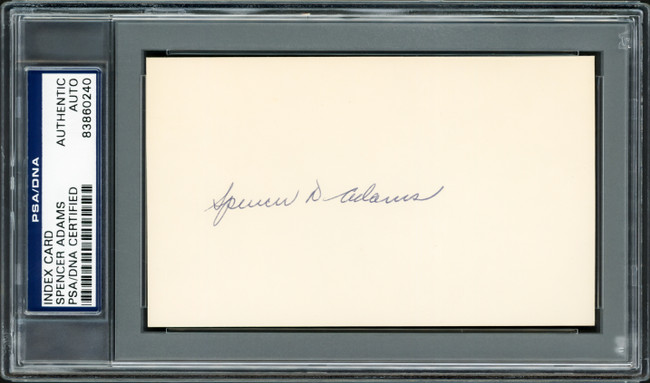 Spencer Adams Autographed 3x5 Index Card New York Yankees PSA/DNA Stock #211334