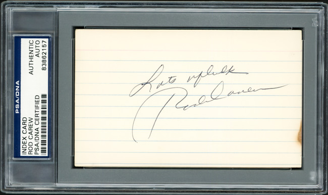 Rod Carew Autographed 3x5 Index Card Minnesota Twins "Lots of Luck" PSA/DNA #83862157