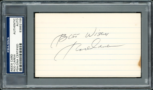 Rod Carew Autographed 3x5 Index Card Minnesota Twins "Best Wishes" PSA/DNA #83862158