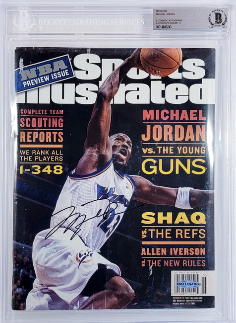 Michael Jordan Autographed Sports Illustrated Magazine 2001 Issue Chicago Bulls Auto Grade Mint 9 UDA Holo & Beckett BAS #14880243