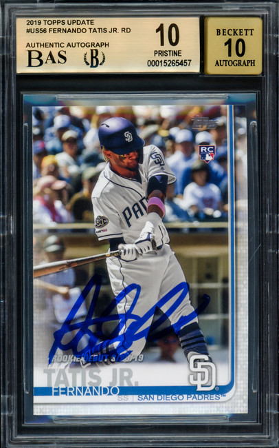 Fernando Tatis Jr Autographed 2019 Topps Update Rookie Card #US56 San Diego Padres BGS 10 Auto Grade Gem Mint 10 Highest Graded Beckett BAS #15265457