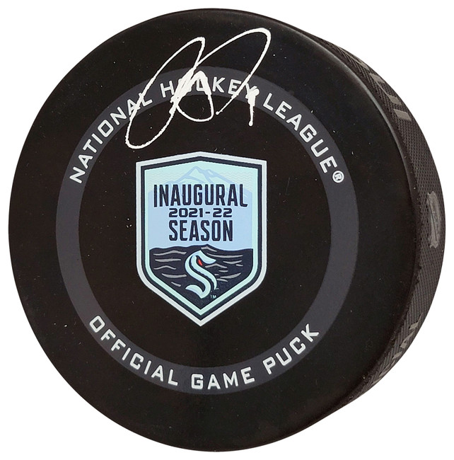 Ryan Donato Autographed Official Seattle Kraken Inaugural Season Logo Hockey Game Puck Fanatics Holo Stock #211731