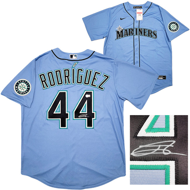 Seattle Mariners Julio Rodriguez Autographed Blue Nike Jersey Size L Beckett BAS Stock #212092