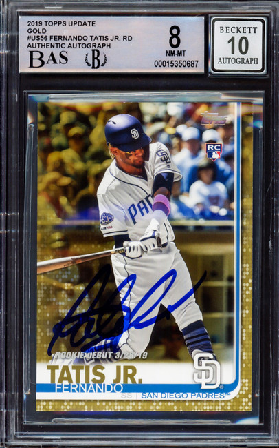 Fernando Tatis Jr. Autographed 2019 Topps Update Gold Rookie Card #US56 San Diego Padres BGS 8 Auto Grade Gem Mint 10 Beckett BAS #15350687