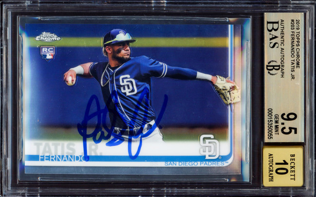 Fernando Tatis Jr. Autographed 2019 Topps Chrome Rookie Card #203 San Diego Padres BGS 9.5 Auto Grade Gem Mint 10 Highest Graded Beckett BAS #15350055