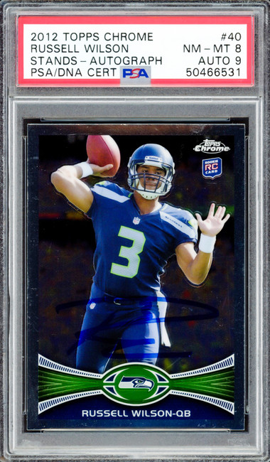 Russell Wilson Autographed 2012 Topps Chrome Rookie Card #40 Seattle Seahawks PSA 8 Auto Grade Mint 9 PSA/DNA #50466531