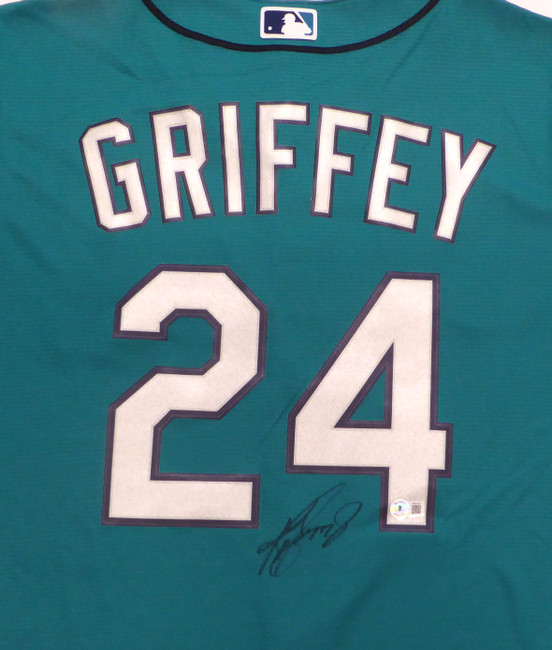 Seattle Mariners Ken Griffey Jr. Autographed Teal Nike Jersey Size L Beckett BAS QR #W242167