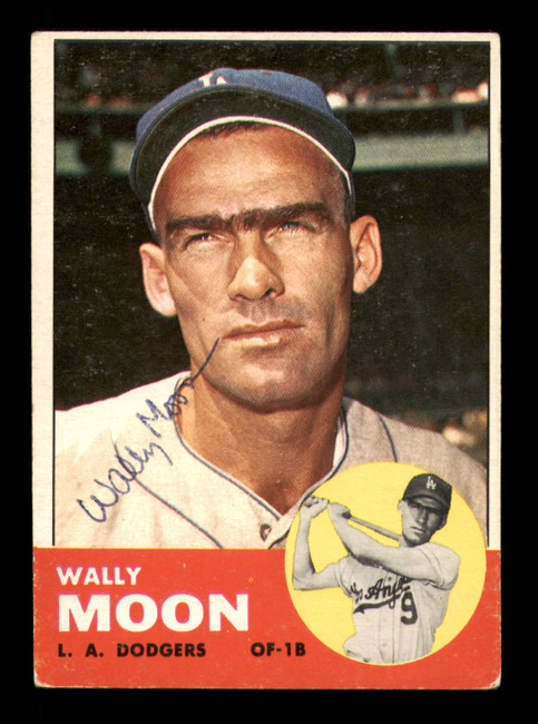 Wally Moon Autographed 1963 Topps Card #279 Los Angeles Dodgers SKU #213592