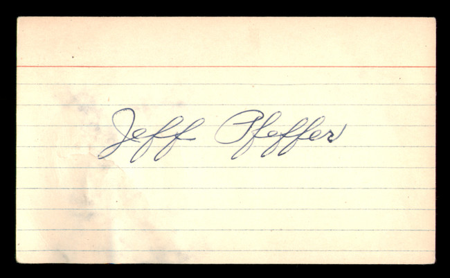 Jeff Pfeffer Autographed 3x5 Index Card Brooklyn Dodgers, St. Louis Cardinals Cards (Back Damage) SKU #213704