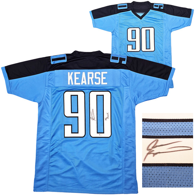 Tennessee Titans Jevon Kearse Autographed Baby Blue Jersey "Freak" Beckett BAS Witness Stock #213033