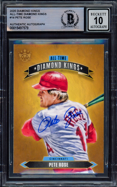 Pete Rose Autographed 2020 Panini All-Time Diamond King Card #ATDK-14 Cincinnati Reds Auto Grade Gem Mint 10 Beckett BAS Stock #214682