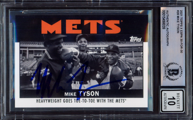 Mike Tyson Autographed 2021 Topps X ESPN 30 For 30 Card #28 Auto Grade Gem Mint 10 Beckett BAS #15498039