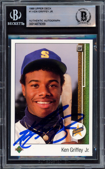 Ken Griffey Jr. Autographed 1989 Upper Deck Rookie Card #1 Seattle Mariners (Scratches) Beckett BAS #14879359