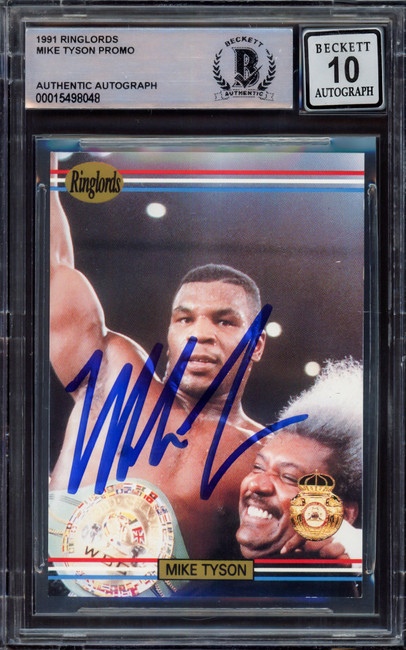 Mike Tyson Autographed 1991 Players International Ringlords Sample Card Auto Grade Gem Mint 10 Beckett BAS #15498048