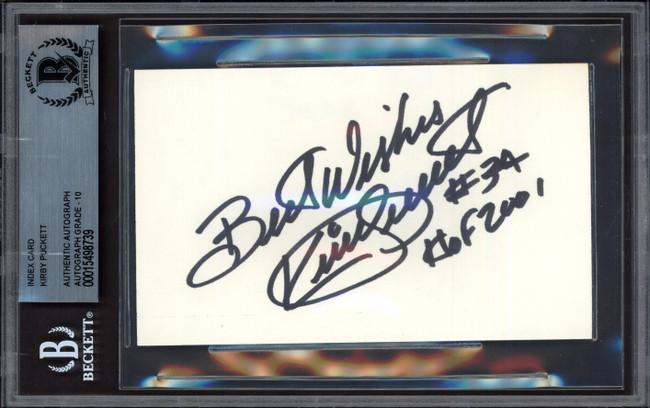 Kirby Puckett Autographed 3x5 Index Card Minnesota Twins Auto Grade Gem Mint 10 "Best Wishes #34 HOF 2001" Beckett BAS #15498739