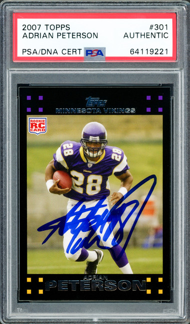 Adrian Peterson Autographed 2007 Topps Rookie Card #301 Minnesota Vikings PSA/DNA #64119221