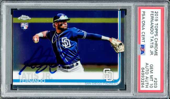 Fernando Tatis Jr. Autographed 2019 Topps Chrome Rookie Card #203 San Diego Padres PSA 10 (Bubbling) PSA/DNA #64993264