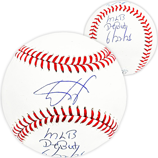 Wander Franco Autographed Official MLB Baseball Tampa Bay Rays "MLB Debut 6/22/21" JSA Stock #215878 Wander Franco Autographed Official MLB Baseball Tampa Bay Rays "MLB Debut 6/22/21" JSA Stock #215878