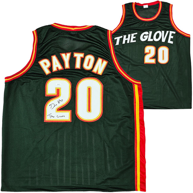 Seattle Supersonics Gary Payton Autographed Dark Green Jersey "The Glove" JSA Stock #215725