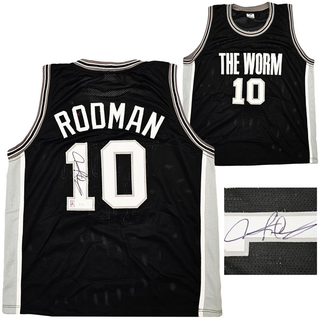 San Antonio Spurs Dennis Rodman Autographed Black Jersey JSA Stock #215732