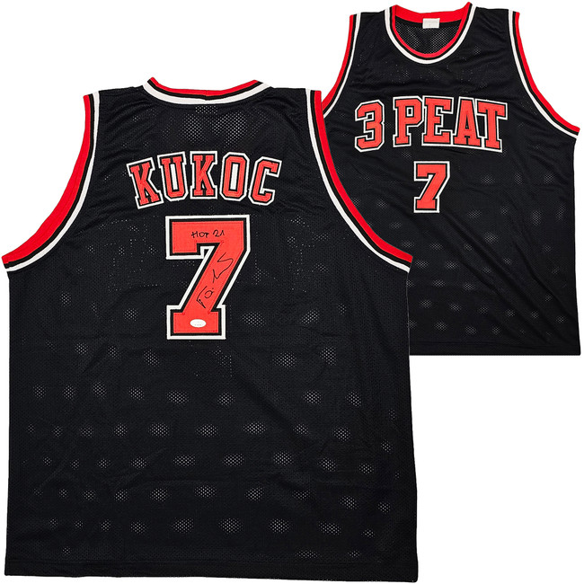 Chicago Bulls Toni Kukoc Autographed Black Jersey "HOF 21" JSA Stock #215751