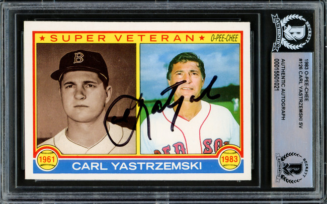 Carl Yastrzemski Autographed 1983 O-Pee-Chee Card #126 Boston Red Sox Beckett BAS #15501021