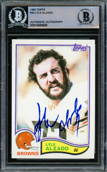 Lyle Alzado Autographed 1982 Topps Card #56 Cleveland Browns Beckett BAS #15499689