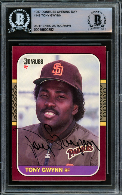 Tony Gwynn Autographed 1987 Donruss Opening Day Card #146 San Diego Padres Beckett BAS #15500382