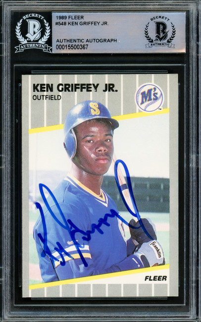 Ken Griffey Jr. Autographed 1989 Fleer Rookie Card #548 Seattle Mariners Vintage Rookie Signature Beckett BAS #15500367