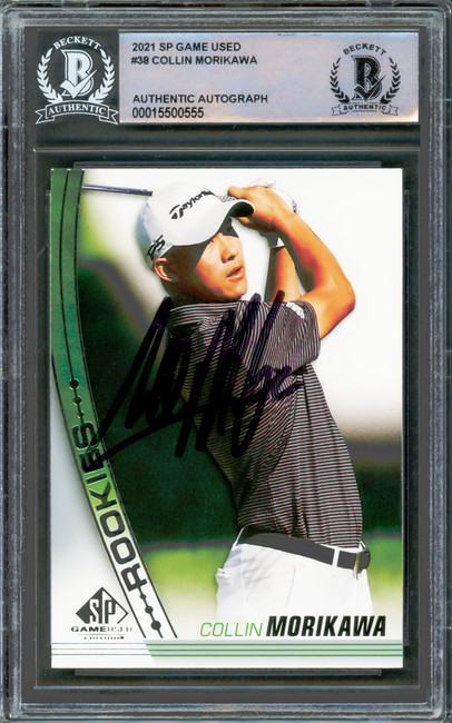 Collin Morikawa Autographed 2021 Upper Deck SP Game Used Rookie Card #38 Beckett BAS #15500555