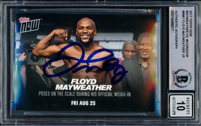 Floyd Mayweather Jr. Autographed 2017 Topps Now Card #MM1 vs. Conor McGregor Auto Grade Gem Mint 10 Beckett BAS #15496817