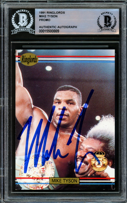 Mike Tyson Autographed 1991 Players International Ringlords Sample Card Beckett BAS #15500889