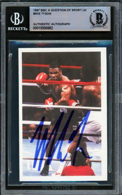 Mike Tyson Autographed 1987 A Question of Sport Card Beckett BAS #15500882