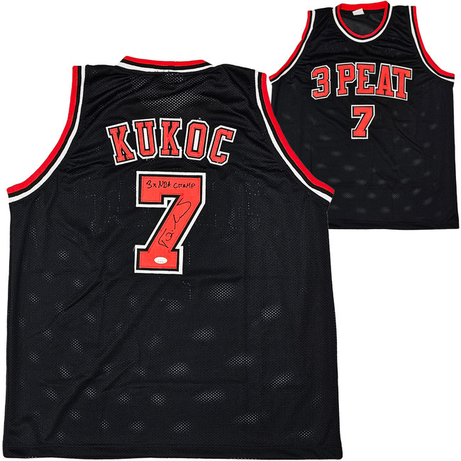 Chicago Bulls Toni Kukoc Autographed Black Jersey "3x NBA Champ" JSA Stock #215750