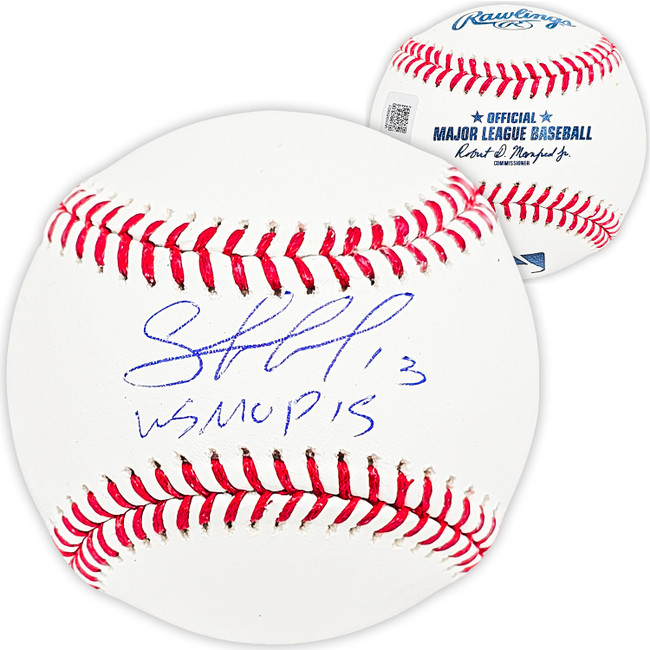 Salvador Perez Autographed Official MLB Baseball Kansas City Royals "WS MVP 15" Beckett BAS Witness Stock #216047