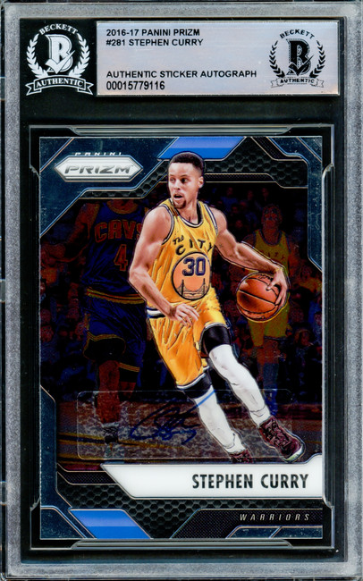 Stephen Curry Autographed 2016-17 Panini Prizm Card #281 Golden State Warriors Beckett BAS Stock #216843