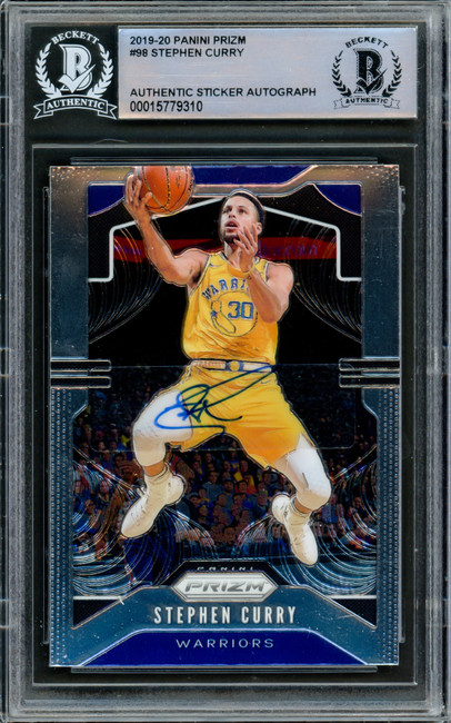 Stephen Curry Autographed 2019-20 Panini Prizm Card #98 Golden State Warriors Beckett BAS Stock #216847