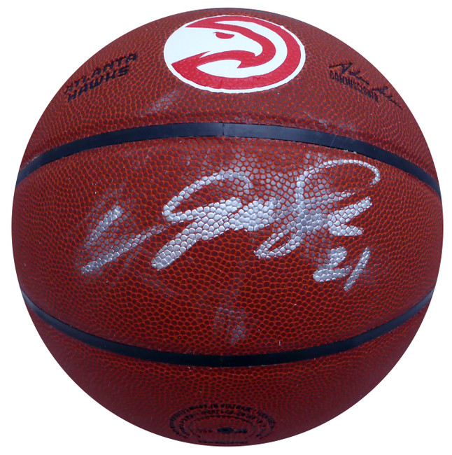 Dominique Wilkins Autographed Atlanta Hawks Logo Basketball (Smudged) Beckett BAS QR #WW44508