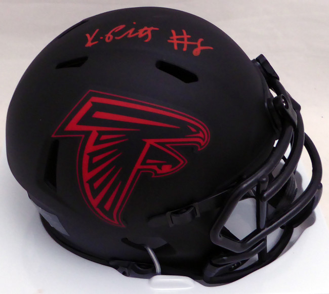 Kyle Pitts Autographed Atlanta Falcons Eclipse Black Speed Mini Helmet Beckett BAS QR #WL88312