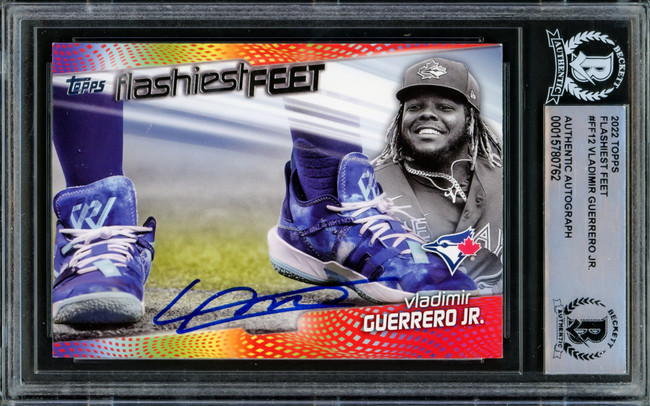Vladimir Guerrero Jr. Autographed 2022 Topps Flashiest Feet Card #FF-12 Toronto Blue Jays Beckett BAS #15780762