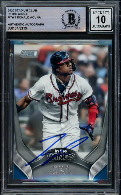 Ronald Acuna Jr. Autographed 2020 Stadium Club In The Wings Card #ITW-1 Atlanta Braves Auto Grade Gem Mint 10 Beckett BAS #15772119