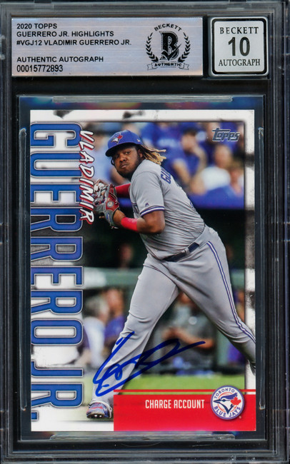 Vladimir Guerrero Jr. Autographed 2020 Topps Highlights Card #VGJ-12 Toronto Blue Jays Auto Grade Gem Mint 10 Beckett BAS #15772893
